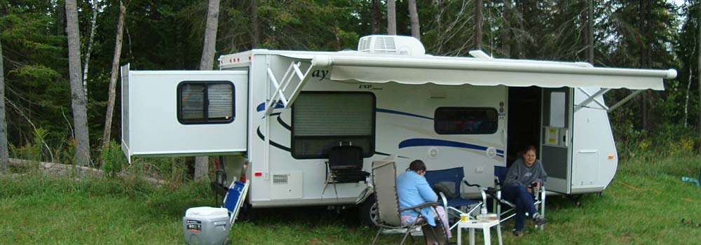 camping trailer setup